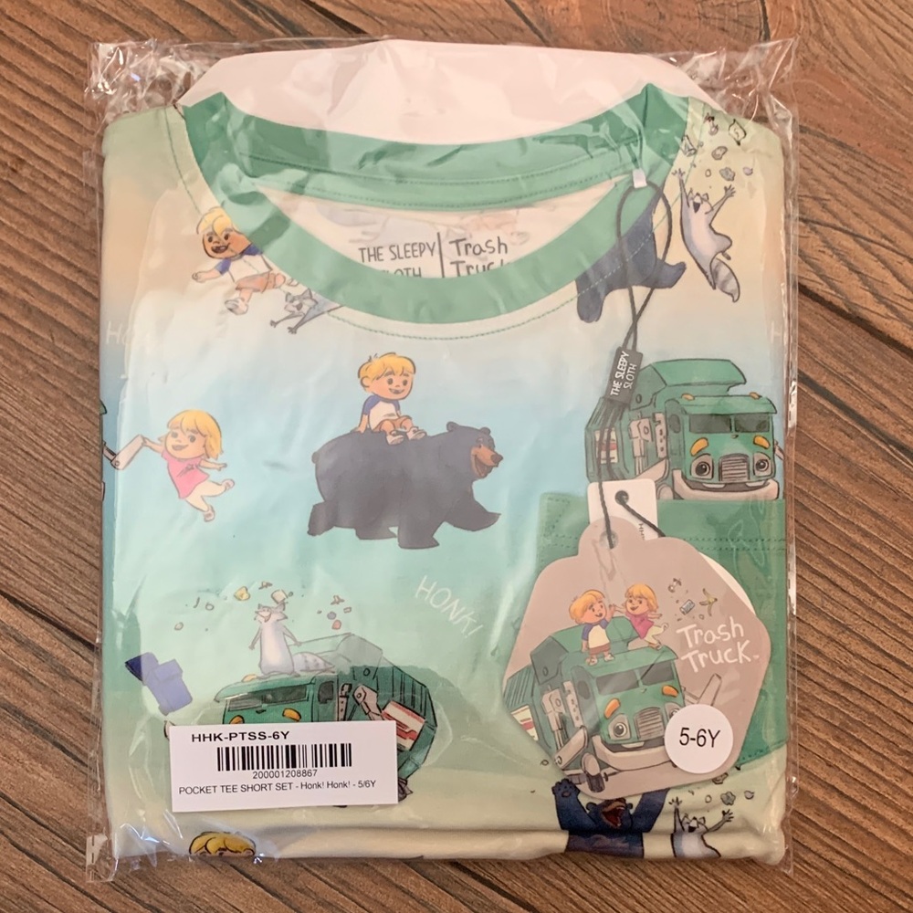 The Sleepy Sloth • Honk! Honk! Trash Truck Pocket Tee Short Set - 7/8Y